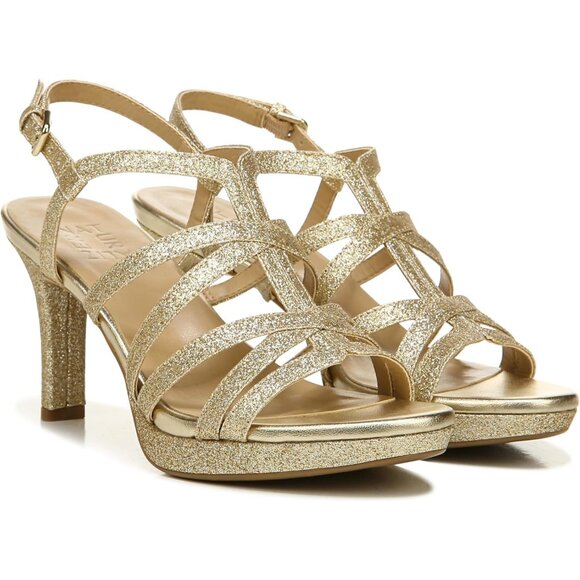 Naturalizer Women Gold Synthetic Open Rounded Toe Slingback Baylor Sandal - Picture 7 of 9